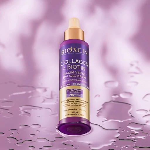 اسپری موی دوفاز ضدریزش، نرم کننده و حجم دهنده بیوکسین BIOXCIN مدل کلاژن و بیوتین Collagen and Biotin