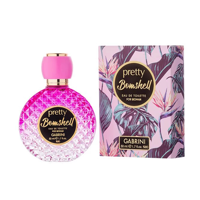 ادکلن زنانه گابرینی مدل PRETTY BOMBSHELL با رایحه معتدل، شیرین و گلی حجم ۵۰ میل