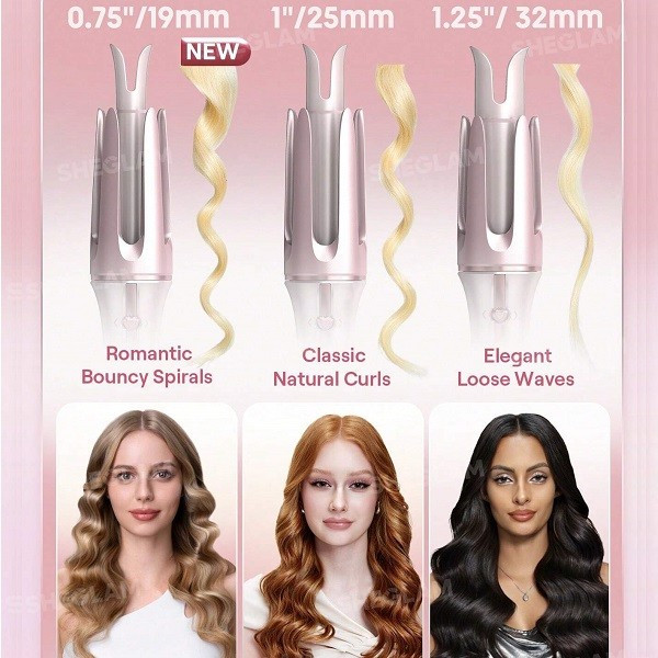 دستگاه فرکننده مو کرلی شیگلم سایز 25 رنگ صورتی SHEGLAM Cupid’s Charm One Touch Instant Curler ۹,۰۰۰,۰۰۰